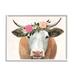 Stupell Industries Springtime Flower Crown Farm Cow with Horns Graphic Art Framed Art Print Wall Art 20x16 By Victoria Borges