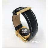 24K Gold 42mm Iwatch Series 2 with deBeer Paris Black Leather Band