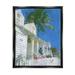 Stupell Industries Palm Tree Looming White Summer Villa Cottage Painting Jet Black Floating Framed Canvas Print Wall Art Design by Noah Bay