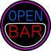 Round Bar Open LED Neon Sign 18 x 18 - inches Clear Edge Cut Acrylic Backing with Dimmer - Bright and Premium built indoor LED Neon Sign for Bar decor.