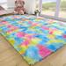 Arogan Soft Fluffy Rainbow Rugs for Girls Bedroom 3x5 Shaggy Kids Playroom Rugs Colorful Plush Rug for Living Room Nursery Cute Fuzzy Carpet Home Decor Mat for Baby Toddlers Teens Teal