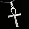 Fashion Necklace Women Long Necklace Leather Cords Stainless Steel Pendant Necklace Cross Amulet Gothic Stainless Steel Choker J5C3