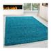 Arzezum Design Rectengular Shag Area Rug 7x10 Solid Color Low Pile Shag Easy to clean Pet Friendly Soft Nursery Runner Rug for Living Rooms Bedrooms Turquoise