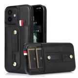 Elepower Case for iPhone 14 Plus 6.7 2022 Card Holder Case [Pulling Hand Strap] Anti-scratch PU Leather Case Shockproof Anti-drop PC Backplane Slim & Lightweight Case for iPhone 14 Plus Black