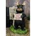 Rustic Western Whimsical Black Bear With Antlers And Feed The Deer Sign Figurine