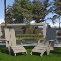 Flash Furniture Set of 2 Indoor/Outdoor 2-Slat Adirondack Style Chairs & Footrests in Gray Gray