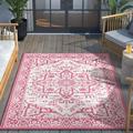 Well Woven Indoor/Outdoor Area Rug 7 10 x 10 6 Celesine Fuchsia Persian Medallion