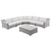 Lounge Sectional Sofa Chair Table Set Rattan Wicker Light Grey Gray White Modern Contemporary Urban Design Outdoor Patio Balcony Cafe Bistro Garden Furniture Hotel Hospitality