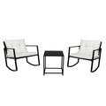 iTopRoad 3 Piece Bistro Set Patio Rocking Chairs Outdoor Furniture