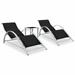 Anself 2 Piece Sun Loungers with Cushion and Glass Tabletop Table Set Aluminum Frame Chaise Lounge Chairs Black for Poolside Beach Backyard Balcony Garden Patio Outdoor Furniture