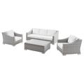 Lounge Sectional Sofa Chair Set Rattan Wicker Light Grey Gray White Modern Contemporary Urban Design Outdoor Patio Balcony Cafe Bistro Garden Furniture Hotel Hospitality