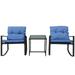 Nikias 3-Piece Bistro Outdoor Furniture Set -2 Super Comfort Chairs With a Glass Tea Table - Dark Blue