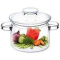Simax Glassware 1.5 Quart Glass Pot With Lid | Heat Resistant Handles Doubles as Serving Dish - Made from Oven Microwave Stove and Dishwasher Safe Borosilicate Glass Small Glass Pot