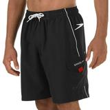 Speedo Mens 9 New Marina Volley Swim Shorts Large Black/white