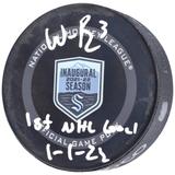 Will Borgen Seattle Kraken Autographed Official Game Puck with "1st NHL Goal 1-1-22" Inscription