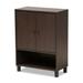 Rossin Wood 2-Door Entryway Shoe Storage Cabinet W Bottom Shelf Furniture by Baxton Studio in Brown Black