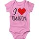 miKalino Babybody mit Spruch für Jungen Mädchen Unisex kurzarm I love Oma & Opa | handbedruckt in Deutschland | Handmade with love, Farbe:rosa, Grösse:74