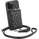 CUSTYPE iPhone 12 Pro Max Case, Wallet Case iPhone 12 Pro Max with Card Holder, Crossbody Chain Quilted Microfiber Leather Case with Wrist Strap, Case for iPhone 12 Pro Max Black, 6.7 Inch