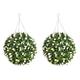 Pair of Best Artificial TULIP Flower Balls Lush Long Leaf Topiary Grass (38cm, White)