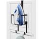 ORLESS Over The Door/Wall Mount Ironing Board Hanger, Laundry Room Iron and Ironing Caddy Board Storage Holder, Black