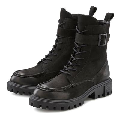 Schnürboots LASCANA, Damen, Gr. 36, schwarz, Obermaterial: 100% Rindsleder. Futter: 75% Textilmaterial, 25% Synthetik. D