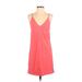 The Vanity Room Casual Dress - Shift Plunge Sleeveless: Pink Print Dresses - Women's Size Small