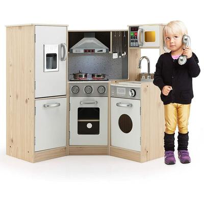 Goplus - Kinderküche, Spielküche mit Umfangreichem Zubehoer, Dunstabzugshauben, Kochfelder, Image