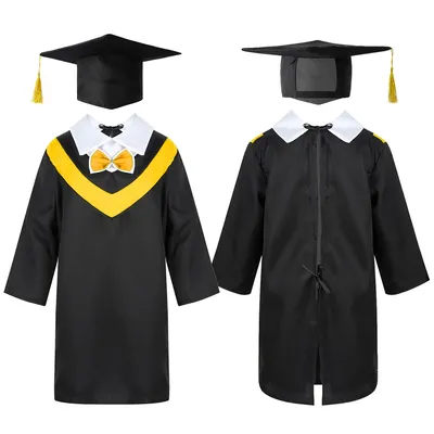 Robe de graduation d'école primaire pour enfants avec bonnet à pampilles costume Kiev illage pour
