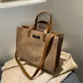 Sacs à main vintage en velours côtelé marron pour femmes sac messager à bandoulière de luxe