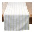 Gracie Oaks Beige-white Modern Striped Linen Blend Table Runner Polyester/Linen in White/Brown | 108 W x 16 D in | Wayfair
