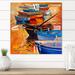 Designart 'Boats In The Harbor During Warm Colourd Sunset I' Nautical & Coastal Large Wall Clock