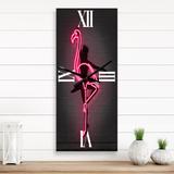 Designart 'Neon Pink Flamingo and Ballerina' Large Modern Large Wall Clock