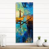 Designart 'Windmills By The Deep Blue Lake' Nautical & Coastal Large Wall Clock