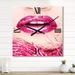 Designart 'Close-Up Of Golden Woman Lips II' Modern Metal Wall Clock