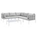 Harmony 6-Piece Sunbrella® Basket Weave Outdoor Patio Aluminum Sectional Sofa Set