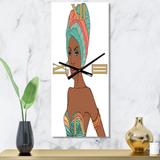 Designart 'African American Woman With Earring & Turban' Modern Wall Clock Decor