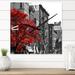 Designart 'Red Tree on Black and White New York City Street' Industrial wall clock