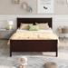 Queen Size Wood Platform Bed Frame Sleigh Bed with Panel Design Headboard Footboard&Wood Slat Support for Guest Living Room