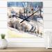Designart 'Country Road In Winter Times I' Traditional Large Wall Clock