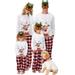 GRNSHTS Christmas Family Matching Pajamas Set Adult Kids Baby Deer Printed Tops+Plaid Pants Jammies Sleepwear Nightwear Pjs Set (White-Mom S)