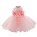 Fesfesfes Toddler Girls Dress Net Yarn Temperament Flowers Bowknot Birthday Party Gown Long Dresses
