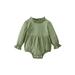 AMILIEe Little Baby Girl s Casual Romper Ruffle Round Neck Long Sleeve Solid Color One Piece Romper