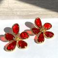Anthropologie Jewelry | New~ Anthropologie Red Floral Tapestry Post Earrings | Color: Gold/Red | Size: Grey