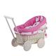 e-wicker24 Natural Wicker Dolls Pram Vintage Dolls Pushchairs on Wooden Wheels Pram for Dolls Handmade Toy Buggy Baby Doll Stroller Retro Style Doll Pram with Pink Bedding