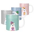 Mug Monster - Personalised Set of Family Christmas Mugs, Polar Bear Design with Customised Name, Perfect for Hot Chocolate, Xmas Stocking Filler, Christmas Eve Box Fillers for Kids and Adults, 4-Pack