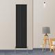 Warmehaus Vertical Column Designer Radiator Oval Flat Panel Double Black 1800x470mm - Modern Central Heating Space Saving Radiators - Perfect for Bathrooms, Kitchen, Hallway, Living Room