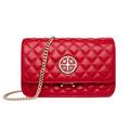 Women Genuine Leather Shoulder Bag Ladies Fashion Clutch Purses Quilted Crossbody Bags With Chain - Quilted Red