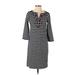 Talbots Casual Dress - Shift Tie Neck 3/4 sleeves: Blue Print Dresses - Women's Size X-Small