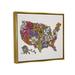 Stupell Industries United States Country Map Detailed Botanical State Flowers by Valentina Harper - Floater Frame Graphic Art on Canvas Canvas | Wayfair