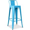 Tabouret de bar avec dossier - Design industriel - 76cm - Nouvelle édition - Stylix Turquoise